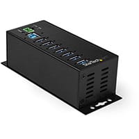 StarTech.com 7 Port USB Hub with Power Adapter - Surge Protection - Metal Industrial USB 3.0 Data Transfer Hub - Din Rail, Wall or Desk Mountable - High Speed USB 3.1 Gen 1 5Gbps Hub, USB 3.2 Gen 1 (3.1 Gen 1) Type-B, USB 3.2 Gen 1 (3.1 Gen 1) Type-A, 500