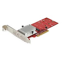 StarTech.com Dual M.2 PCIe SSD Adapter Card - x8 / x16 Dual NVMe or AHCI M.2 SSD to PCI Express 3.0 - M.2 NGFF PCIe (M-Key) Compatible - Supports 2242, 2260, 2280 - JBOD - Mac & PC, PCIe, M.2, PCI 3.0, Red, 3336103 h, CE, FCC, TAA, REACH