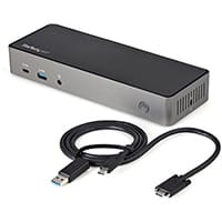 StarTech.com USB-C & USB-A Dock - Hybrid Universal Triple Monitor Laptop Docking Station DisplayPort & HDMI 4K 60Hz - 85W Power Delivery, 6x USB Hub, GbE, Audio - USB 3.1 Gen 2 10Gbps, Wired, USB 3.2 Gen 2 (3.1 Gen 2) Type-C, 85 W, 10,100,1000 Mbit/s, Bla