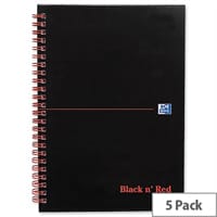 Black n Red A5 A-Z Book Wirebound Indexed 140 Pages J67001 Pack 5