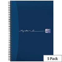 Oxford MyNotes Notebook A4 Wirebound 90gsm Ruled Margin Perf Punched 4 Holes 100 Pages Pack 5 Ref 400020193