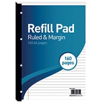 Hamelin 8mm Ruled/Margin Refill Pad A4 80 Sheet Pack of 5 400127657