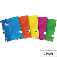 Oxford Touch A5 Wirebound Hardback Notebook Assorted Pack of 5 400110083