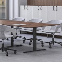 Jazz Meeting Table Dark Walnut Rectangular Top And Black T Frame Leg