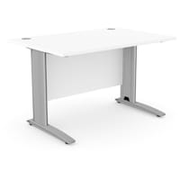 Cantilever Office Desk Rectangular With Silver Cable Managed Leg W1200xD800xH725mm White Komo
