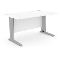 Cantilever Office Desk Rectangular With Silver Cable Managed Leg W1400xD800xH725mm White Komo
