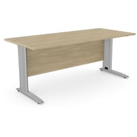 Rectangular Office Desk With Silver Cable Managed Leg W1800xD800xH725mm Urban Oak Komo