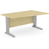 Komo Cantilever Wave Office Desk With Silver Cable Managed Leg Right Hand W1600xD1000-800xH725mm Maple