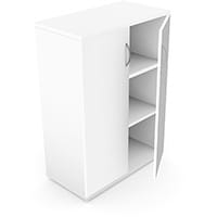 Medium Cupboard with Lockable Doors & Adjustable Shelves W800xD420XH1130mm 18mm Panel White - Universal Storage Can Be Used Alone Or Accompany The Switch Komo or Ashford Ranges