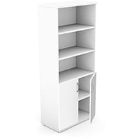 Tall Cupboard Part-Open Lockable Bottom Doors & Adjustable Shelves W800xD420xH1850mm 18mm Panel White - Universal Storage Can Be Used Alone Or Accompany The Switch Komo or Ashford Ranges
