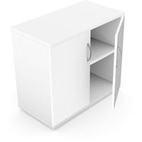 Low Cupboard with Lockable Doors & Adjustable Shelf W800xD420xH725mm 18mm Panel White - Universal Storage Can Be Used Alone Or Accompany The Switch Komo or Ashford Ranges