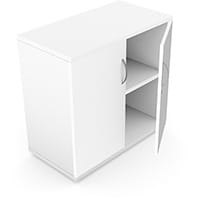 Low Cupboard with Lockable Doors & Adjustable Shelf W800xD420xH770mm 18mm Panel White - Universal Storage Can Be Used Alone Or Accompany The Switch Komo or Ashford Ranges
