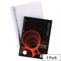 Cambridge A4 Refill Pad Headbound Ruled Margin Punched 4 Holes 160 Pages K76792 Pack 5