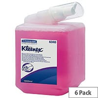 Kleenex Pack of 6 Luxury Hand Wash Foam Soap Dispenser Refill 1L Cartridges Pink 6340