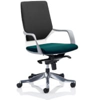 Xenon Executive Office Chair White Frame Medium Back Black & Kingfisher Green Seat