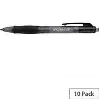 Q-Connect Retractable Ballpoint Pen, Black (Pack of 10) - Comfortable and Consistent Writing for Office or School