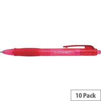 Retractable Ballpoint Pen Red Pack of 10 Q-Connect