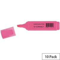 Q-Connect Highlighter Pens, Pink (Pack of 10) - Vibrant and Fluorescent Markers for Emphasizing Text