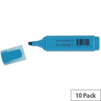 Q-Connect Highlighter Pens, Blue (Pack of 10) - Durable and Fluorescent Highlighter Pens for Clear Marking