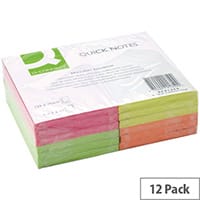 Q-Connect Quick Note Repositionable Pad, 125x75mm, Assorted Neon - Bright Sticky Notes for Quick Reminders