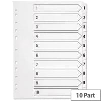 Index A4 Multi-Punched 1-10 Polypropylene White Q-Connect KF01353
