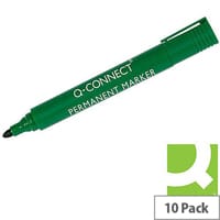 Permanent Marker Green Bullet Q-Connect Pack of 10