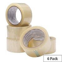 Q-Connect Polypropylene Packaging Tape 50mm x 66m Clear Pack of 6 KF01791