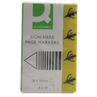 Q-Connect Quick Tabs Sign-Here 20x45mm 40 Tabs 4 Pads Yellow - Single Pack - KF01979