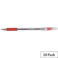 Q-Connect Stick Ballpoint Pen Medium Nib Red KF02459 Pack 20