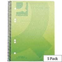 Q-Connect Spiral Book A5 Polypropylene Transparent Green 5 Pack KF10033