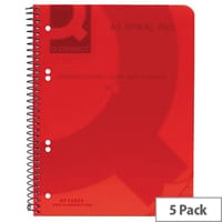 Q-Connect Spiral Book A5 Polypropylene Transparent Pink 5 Pack KF10035