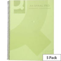 Q-Connect Spiral Book A4 Polypropylene Transparent Green 5 Pack KF10036