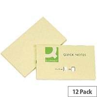 Q Connect Quick Note Repositionable Pad 76x127mm Yellow Pack 12