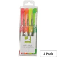 Q-Connect Liquid Ink Highlighters Assorted Colors KF16127 Pk 4