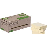 Q-Connect Recycled Notes 38x51mm Yellow Pack of 12 KF17323