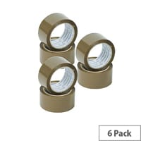 Q-Connect Polypropylene Packaging Tape 50mmx66m Brown (Pack of 6) KF27010