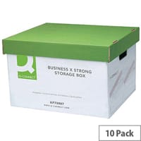 Q-Connect Extra Strong Business Storage Box W327 x D387 x H250mm 10PK Green and White