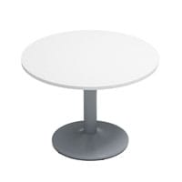 Kito White Meeting Room Round Table Silver Trumpet Base Dia1000xH725mm