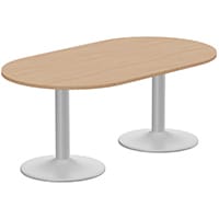 Kito W1800mmxD1000mm Beech D-End Boardroom Table With Silver Double Cylinder Trumpet Base