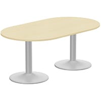 Kito W1800mmxD1000mm Maple D-End Boardroom Table With Silver Double Cylinder Trumpet Base