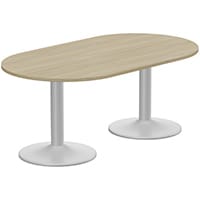 Kito W1800mmxD1000mm Urban Oak D-End Boardroom Table With Silver Double Cylinder Trumpet Base