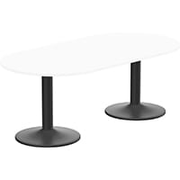 Kito W2000mmxD1000mm White D-End Boardroom Table With Black Double Cylinder Trumpet Base
