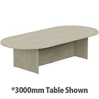 Kito W5000mmxD1400mm Arctic Oak D-End Boardroom Table With Panel Leg Base - 14-16 Person Seating Capacity