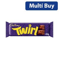 Cadbury Twirl 43g Chocolate Bars - 611498 Pack of 48 - Creamy and Delicious