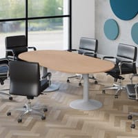 Kito Meeting Table Beech Round Top And Silver Trumpet Base