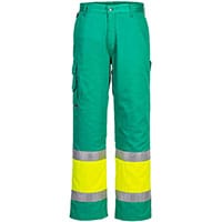 Portwest L049 Hi-Vis Lightweight Contrast Class 1 Service Trousers Yellow/Teal Size L Regular Fit