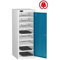 Probe 1 Door 8 Compartment Charge and Store Locker Cam Lock ACTIVECOAT W380MMXD460MMXH1000MM White Body and Blue Door 7 Year Warranty