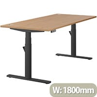 LEAP Electric Dual Motor Height Adjustable Rectangular Sit Stand Desk Portal Top W1800xD800xH620-1270mm Beech Top Black Frame