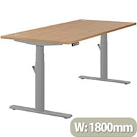LEAP Electric Dual Motor Height Adjustable Rectangular Sit Stand Desk Portal Top W1800xD800xH620-1270mm Beech Top Silver Frame