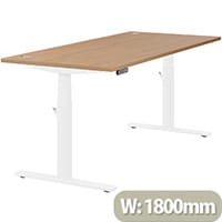 LEAP Electric Dual Motor Height Adjustable Rectangular Sit Stand Desk Portal Top W1800xD800xH620-1270mm Beech Top White Frame